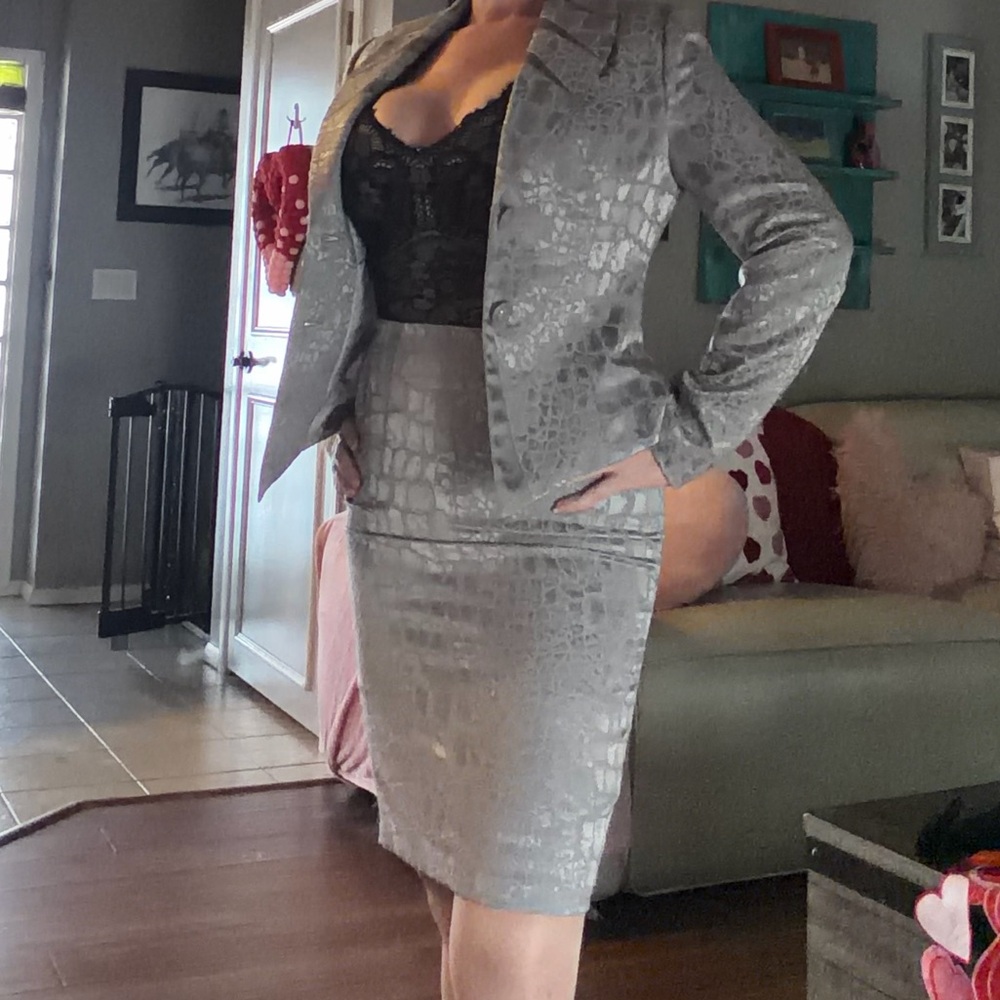 Vintage Y2K Georgiou Studios Crocodile Print Woman’s 2 Piece Suit